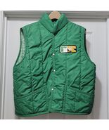 1970s Green Puffer Nylon Vest Feed &amp; Seed Dairy American Farm AG Men&#39;s L - $44.22 CAD