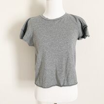 Women&#39;s Tresics Gray Short Ruffle Flutter Sleeve Cropped Tee shirt Small - €6,76 EUR