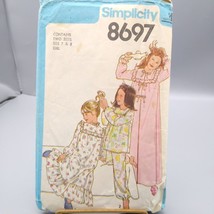 Vintage Sewing PATTERN Simplicity 8697, Girls 1978 Robe Nightgown and Pajamas - $12.60