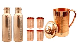 Copper Water Pitchers Jug 1500ML 2 Smooth Water Bottle 4 Drinking Tumble... - £55.09 GBP