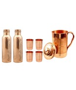 Copper Water Pitchers Jug 1500ML 2 Smooth Water Bottle 4 Drinking Tumble... - £55.09 GBP