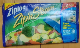 Ziploc Zip N Steam Cooking Microwave Bags 10 Medium per package Ziplock New - £15.29 GBP