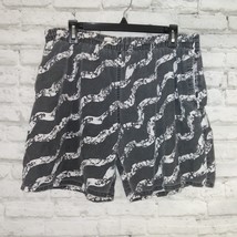 Master Mens Large Vintage Gray White Striped Swim Shorts Trunks Lined Pockets  - £23.91 GBP
