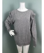 NWOT Women&#39;s Magaschoni Heather Gray Ruffle Shoulder Cashmere Sweater Sz... - £40.22 GBP