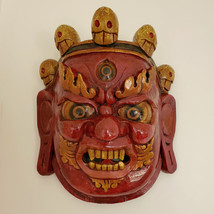 Nepalese Wooden Bhairab Mask Wall Hanging 13&quot; - Nepal - £78.63 GBP