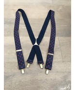 Men&#39;s Navy &amp; Red Christmas Tree Adjustable Large Metal Clasp (4) Suspenders - $266.09 MXN
