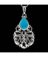 Amazing Turquoise Sterling Silver Pendant 64 mm Long - $2,441.57 MXN