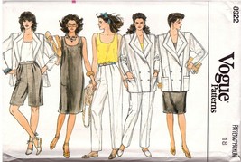 Misses&#39; Jacket, Pants, Dress &amp; Skirt Vtg 1980&#39;s Vogue Pattern 8922 Sz 18 Uncut - £11.95 GBP