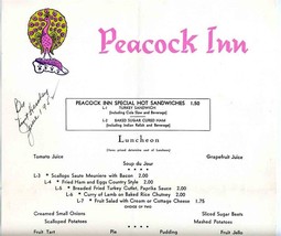 Peacock Inn Luncheon Menu Haddon Hall 1952 - $74.17