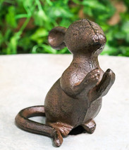 Pack Of 2 Cast Iron Whimsical Standing Mouse Decorative Pen Holder Sculptures - £23.16 GBP