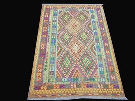 Kilim Eastern Oriental Rug 7x10 ft Flat Weave 6&#39; 10&#39;&#39; x 9&#39; 11&#39;&#39; Handmade... - £189.77 GBP