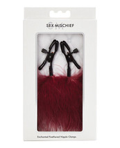 Sex &amp; Mischief Enchanted Feather Nipple Clamps Burgundy - £9.20 GBP