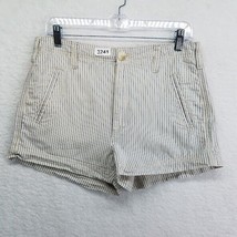 American Eagle Shorts Womens 6 Striped Chino High Rise White Flap Pocket - £6.89 GBP