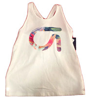 Gap Kids Girls White Active Fit Floral Logo Graphic Racer Cross Back Tank 14 16 - £11.86 GBP