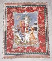 Merry Christmas Santa Claus With Children Woven Fringed Thrown 44x53 By ... - £19.97 GBP