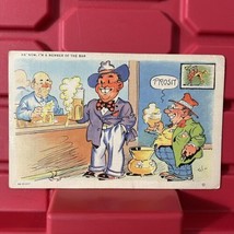 Member Of The Bar Alcohol Divided Woven Linen Postcard Unused Vtg 1940s - £6.75 GBP