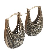 Vintage Sterling Silver - Flower &amp; Leaf Filigree Basket Hoop Earrings - ... - $166.70 CAD