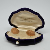 Henry Birks 14K Gold Cufflinks Monogram Engraved Original Box 4.8 Grams Oval - £309.20 GBP