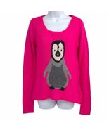 L.E.I. Womens Pullover Sweater Pink Black Penguin Long Sleeve Scoop Juni... - €13,70 EUR