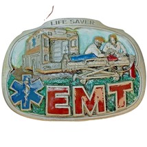 EMT Belt Buckle Emergency Medical Technician Life Saver Enamel Vintage 1985 - £7.95 GBP