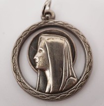 Religieux Notre Dame De Lourdes Médaille Signé Pendentif Italie - £32.65 GBP