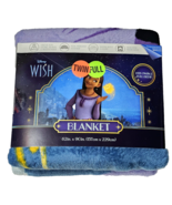 Disney Wish Blanket Fits Twin &amp; Full Beds 62x90in Blue Purple Pictorial ... - $46.48 CAD