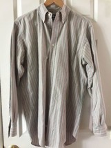 Ralph Lauren Long Sleeve Button Down Shirt Mens 15 1/2x 34 gray pink striped - £10.95 GBP