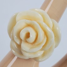 Vintage Hippie Style Beige Cream Rose Ring Adjustable - $9.38