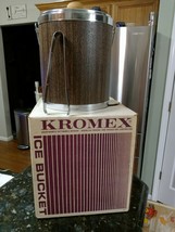 Vintage Kromex Ice Bucket Original Box Model #529-42 Woodgrain Chrome NE... - $64.94