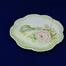 Dish with Finger Loop Lemon Server Bonbon Dish Hand Painted Floral Signed Dated - £22.93 GBP