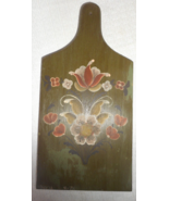 Rosemaling Floral Artist Signed Hand Painted 12&quot; Wooden Cutting Board Gr... - £17.41 GBP
