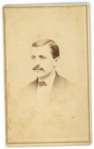 Antique CDV Circa 1860s Claflin Handsome Man With Mustache Bow Tie Worcester, MA - £9.53 GBP