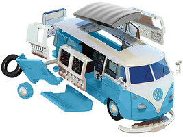 Skill 1 Model Kit Volkswagen Camper Van Blue Snap Together Model by Airfix Quick - £31.75 GBP