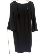 Calvin Klein Size 4 Black Long Flowing Sleeve Zipper Back Dress - $39.60