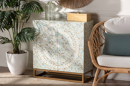 Sawyer Multicolor Mother of Pearl and Gold Metal Storage Cabinet - $6,983.46 MXN