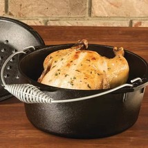 5-Quart Seasoned Cast Iron Dutch Oven with Lid and Spiral Wire Handle - $138.99