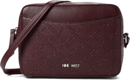 Nine West Calandra Mini Crossbody Bag Merlot Leather Women&#39;s Purse Zip Top - $42.70
