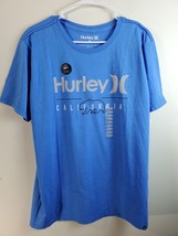 Hurley T Shirt Mens Medium Blue Knit Cotton Short Sleeve Casual Round Neck Logo - £17.99 GBP