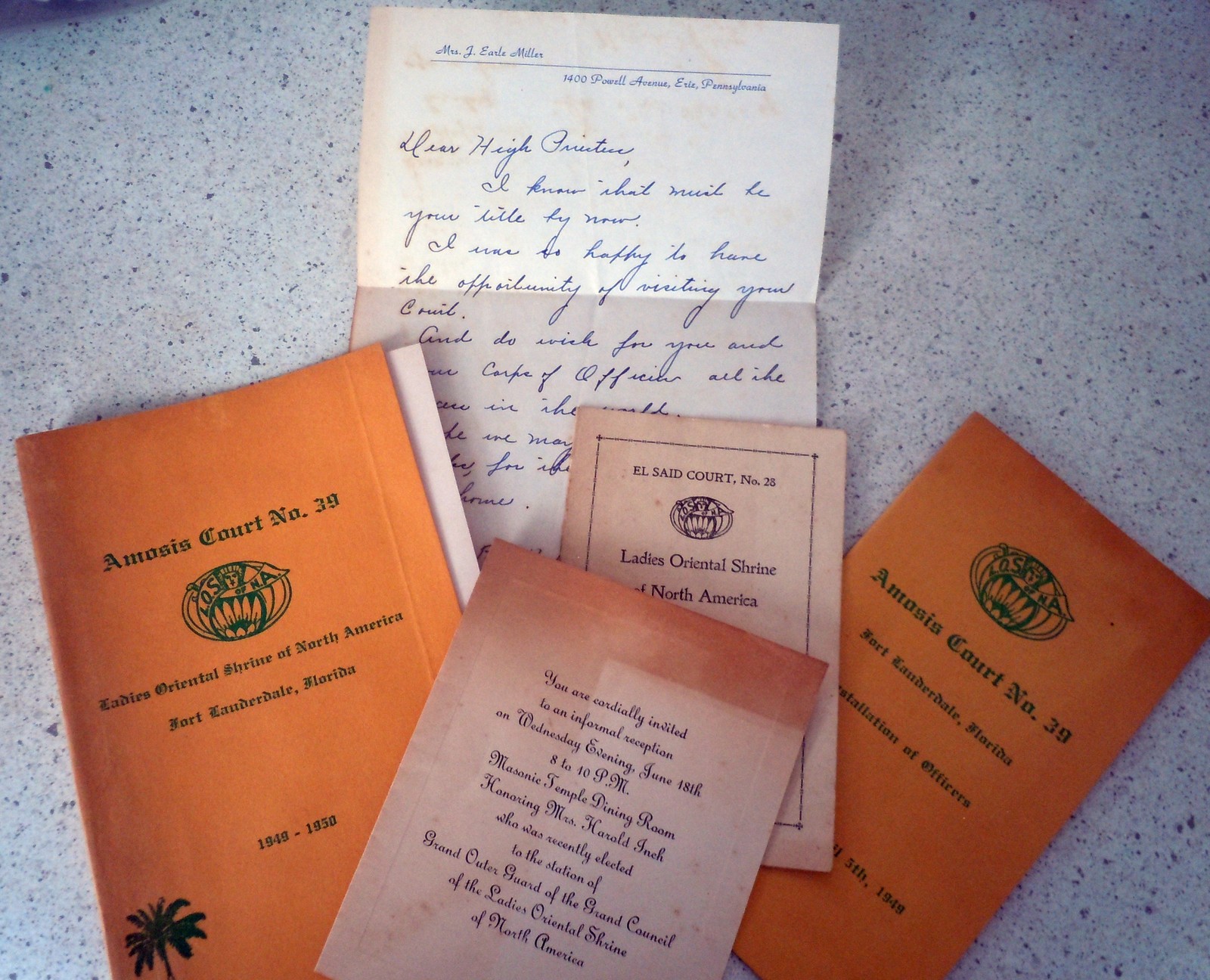 Vintage Group of Ladies Oriental Shrine Programs &amp; Letter 1940s-50s - $4.99