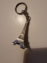 Eiffel Tower Keychain Silver Tone Metal Keyring Key Ring Chain Paris France - £8.74 GBP
