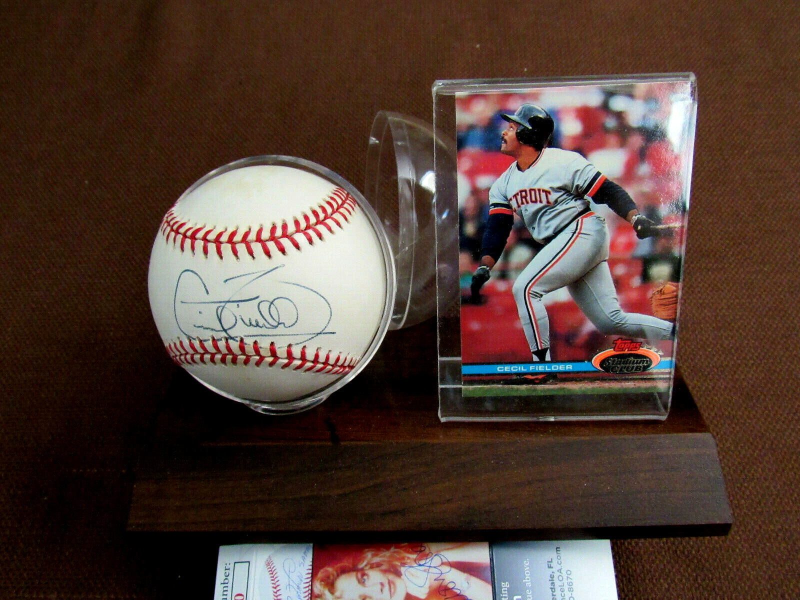 Primary image for CECIL FIELDER WSC YANKEES HR CHAMP TIGERS SIGNED AUTO OAL BASEBALL JSA BASE CARD