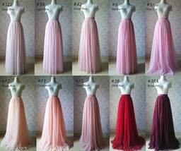 CORAL PINK Long Tulle Skirt Wedding Bridesmaid Plus Size Tulle Maxi Skirt image 8