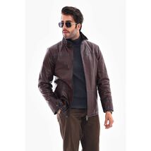 Vinci The Nero Coffee Brown Leather Men Jacket image 2