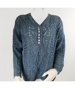 Crochet Sweater Womens M Indigo Blue Cotton Blend J&amp;M Varon Vintage Hand... - $500.66 MXN