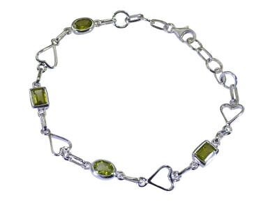 Magnífico peridoto 925 pulsera verde de plata esterlina sólida diseñador... - $31.91