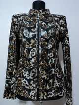 Leopard Pattern Leather Leaf Jacket Women All Sizes Genuine Zip Short Light D1 - £179.43 GBP