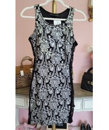 Symphony Dress Small Black White Jacquard Bodycon Stretch Lace Sides Eve... - $284.99 MXN