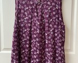 Marybelle Sleeveless Tank Top Womens Plus Size 2x Purple Floral Pleated - £11.61 GBP