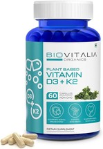 Biovitalia Organics Plant Based Vitamin D3 + K2 For Men &amp; Women Support Immunity - £20.77 GBP