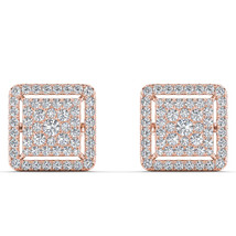 Authenticity Guarantee 
14K Rose Gold 1/2ct TDW Diamond Square Shape Clu... - £511.57 GBP
